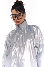 Chaqueta troya metalizada Plateada
