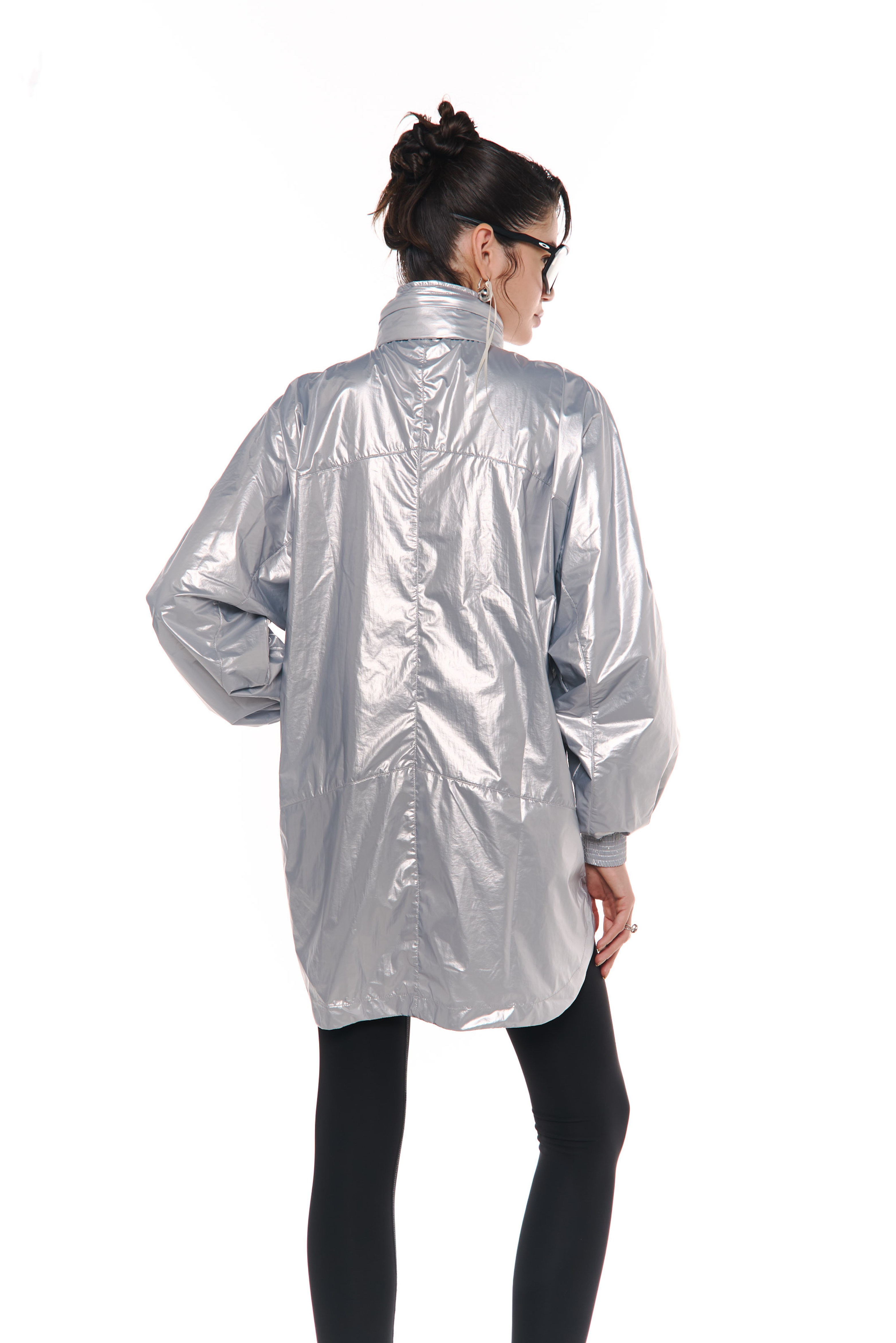 Chaqueta troya metalizada Plateada