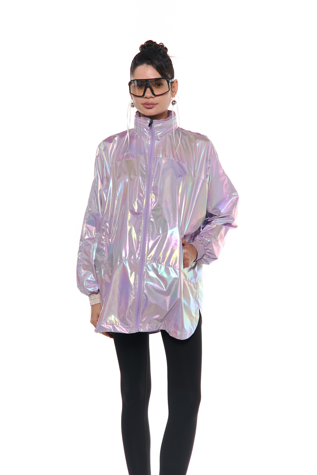 Chaqueta troya metalizada Lila Tornasol