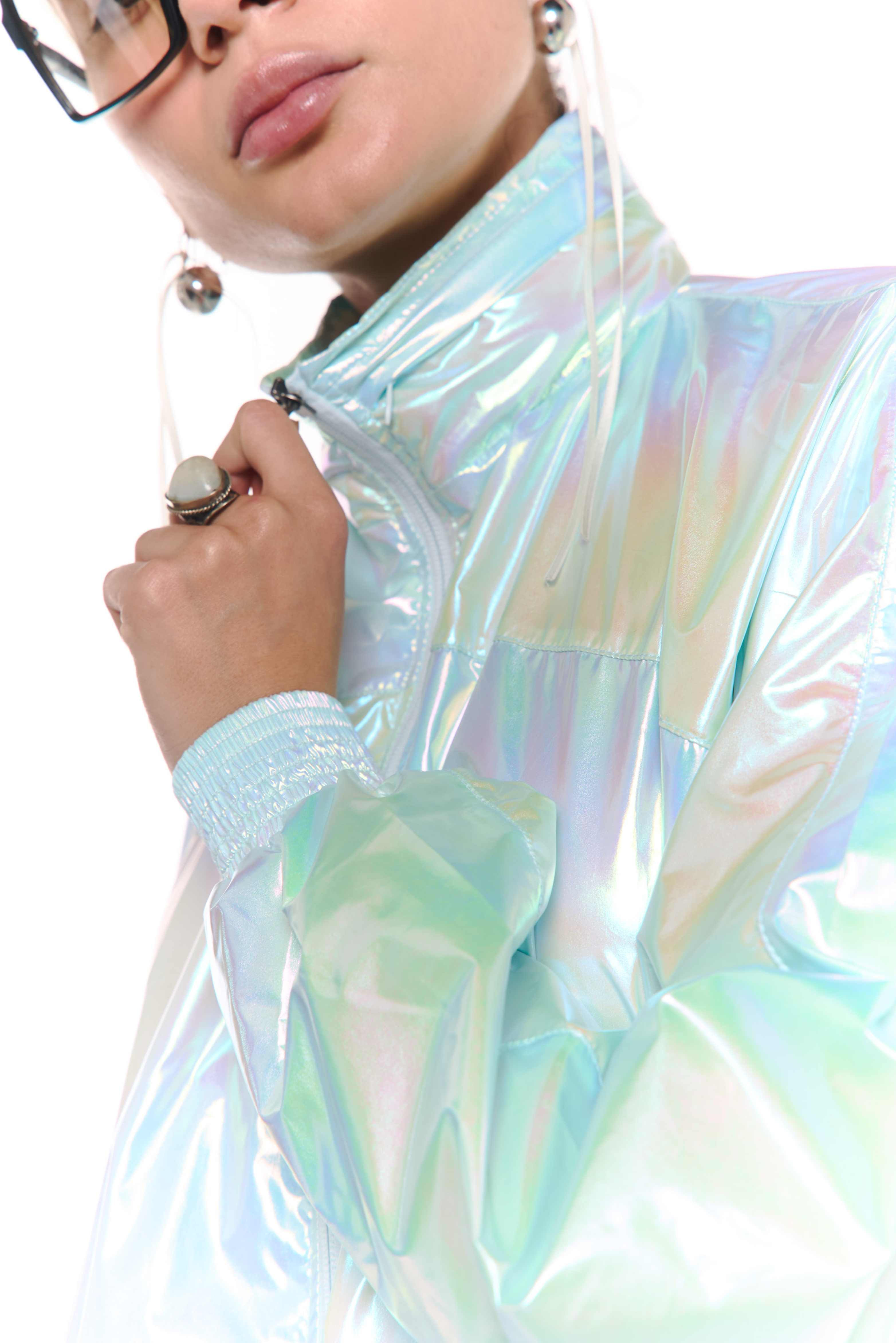 Chaqueta troya metalizada Azul Tornasol