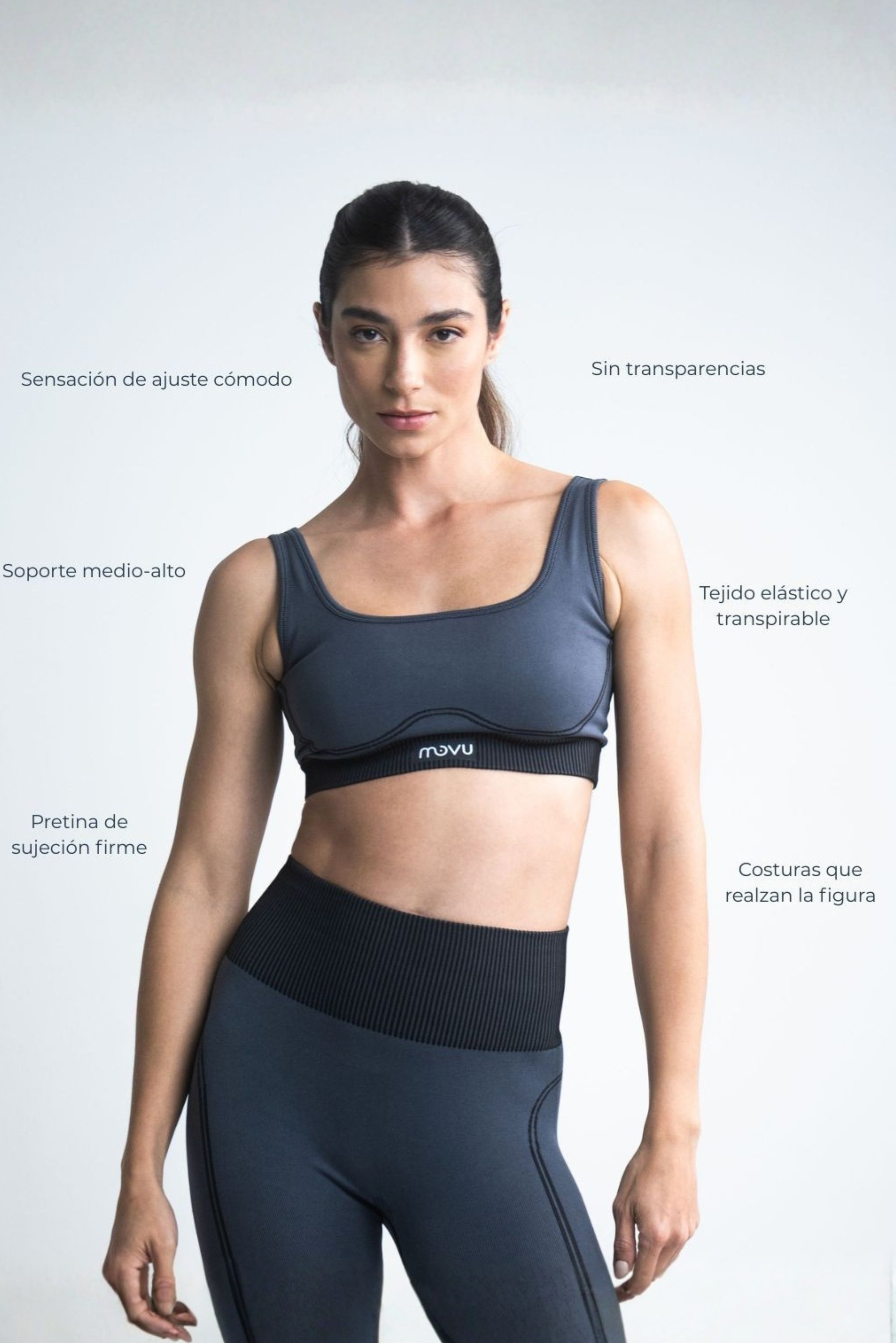 Top Essenza Seamless Gris-Negro
