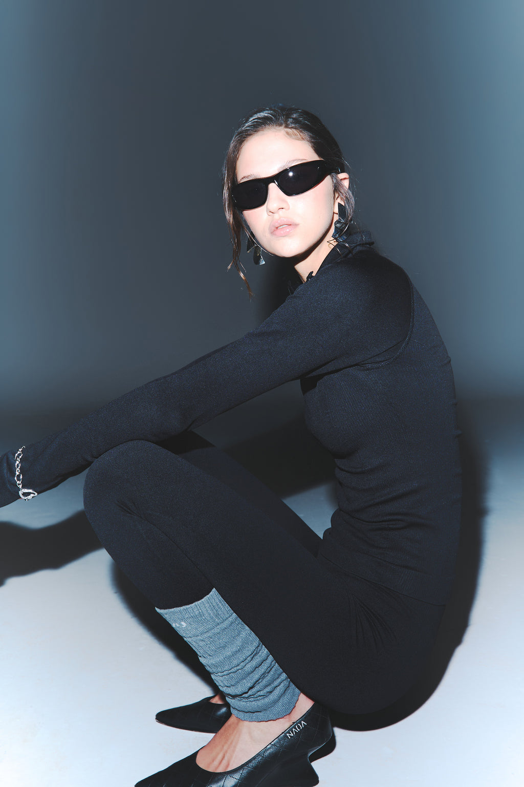 chaqueta deportiva en tela seamless color negro para mujer