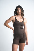 enterizo deportivo seamless color café para mujer