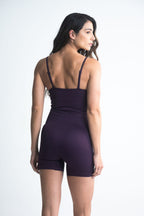 enterizo deportivo color morado seamless para mujer