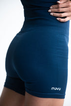 enterizo deportivo corto color azul seamless para mujer