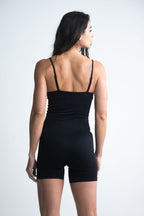 enterizo deportivo negro para mujer seamless con tirante ajustable