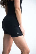 enterizo deportivo seamless color negro para mujer corto 