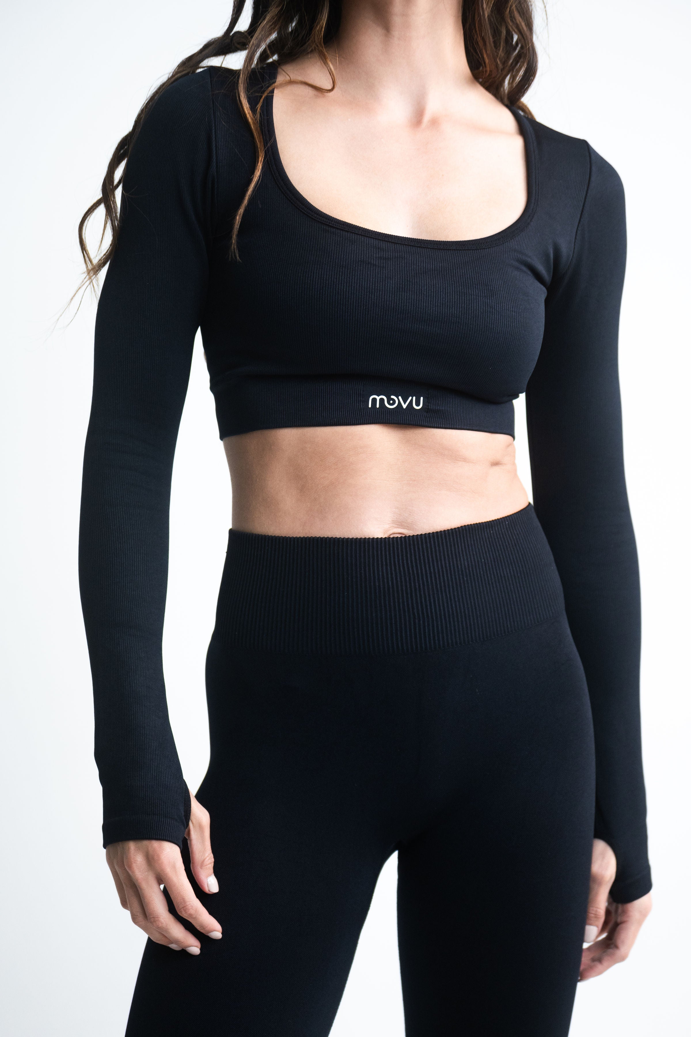 leggins deportivos tiro alto color negro