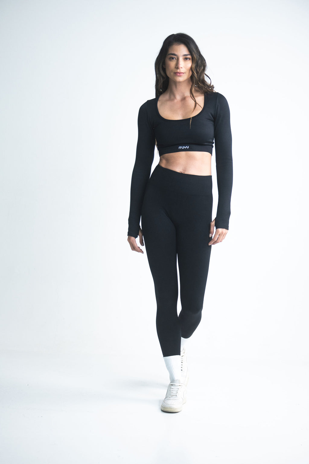 leggins deportivos tiro alto color negro