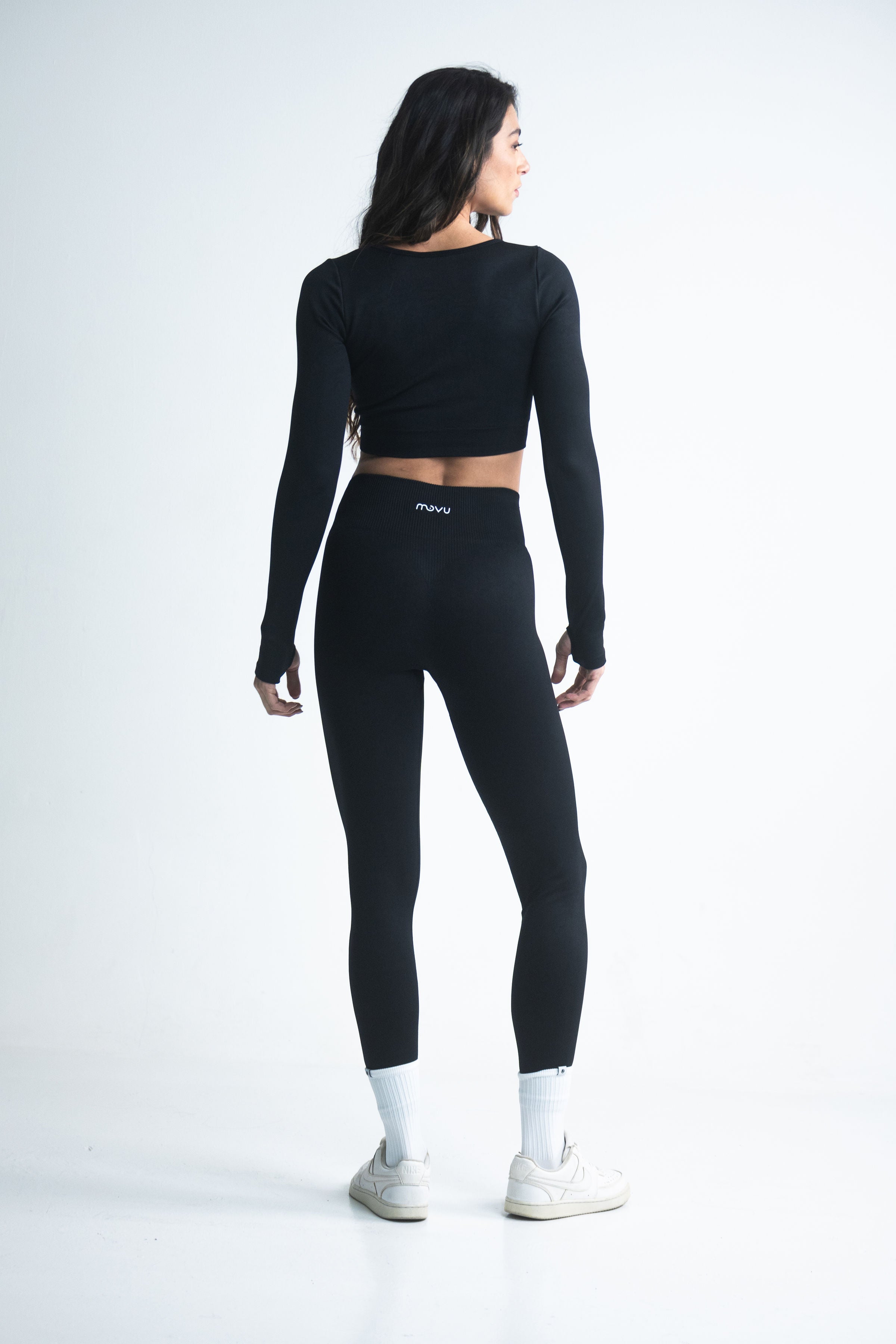 leggins deportivos tiro alto color negro