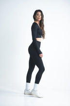 leggins deportivos tiro alto color negro