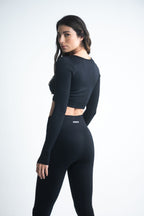 leggins deportivos tiro alto color negro