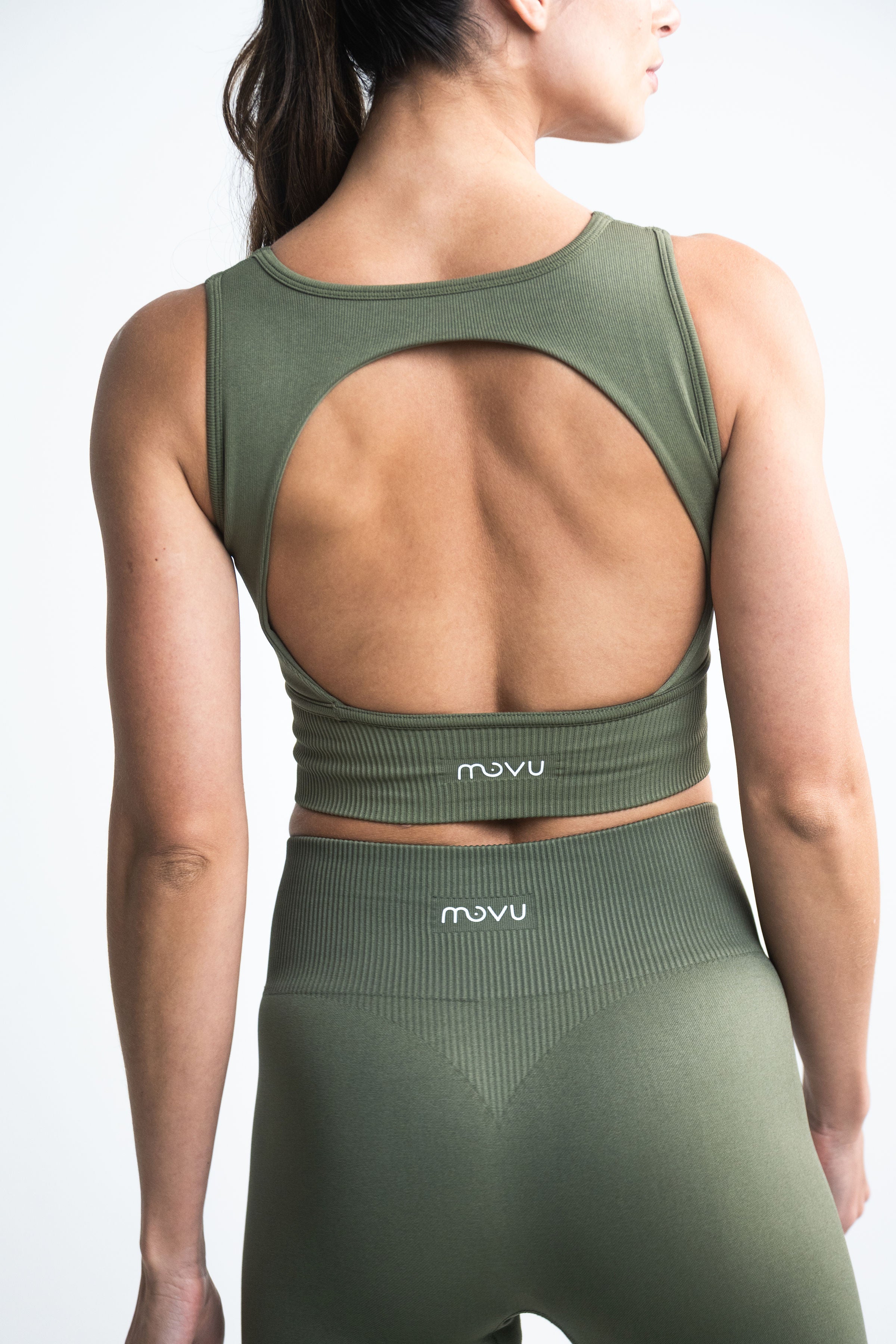 leggins deportivos tiro alto color verde militar