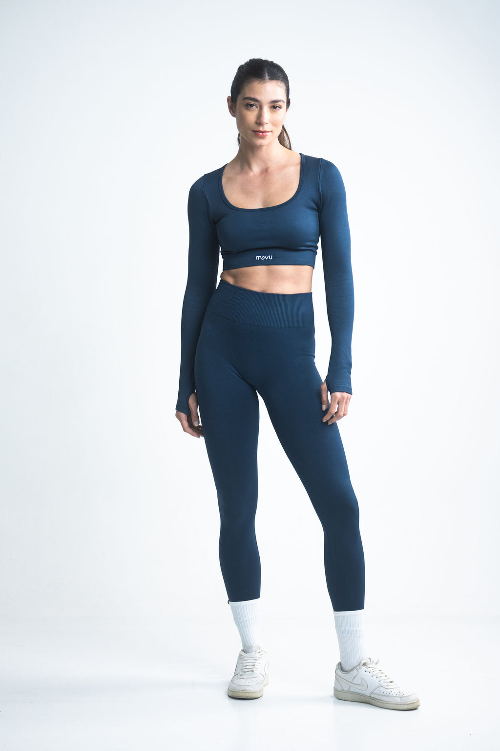 leggins deportivos tiro alto color azul