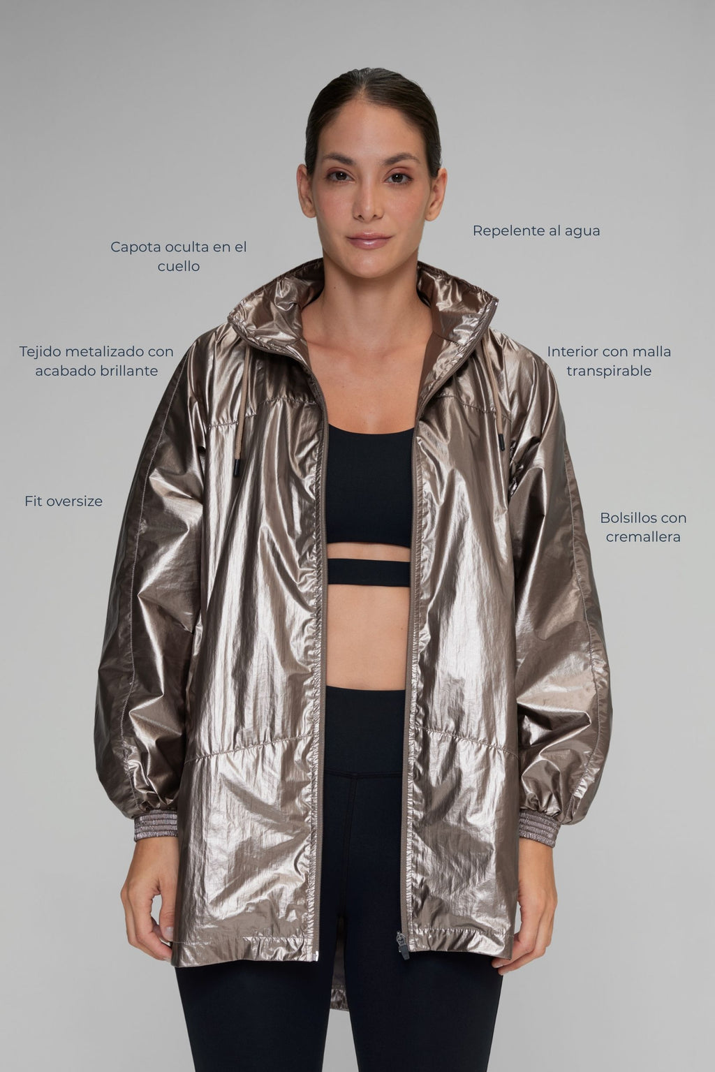 PREVENTA Chaqueta troya metalizada Champaña