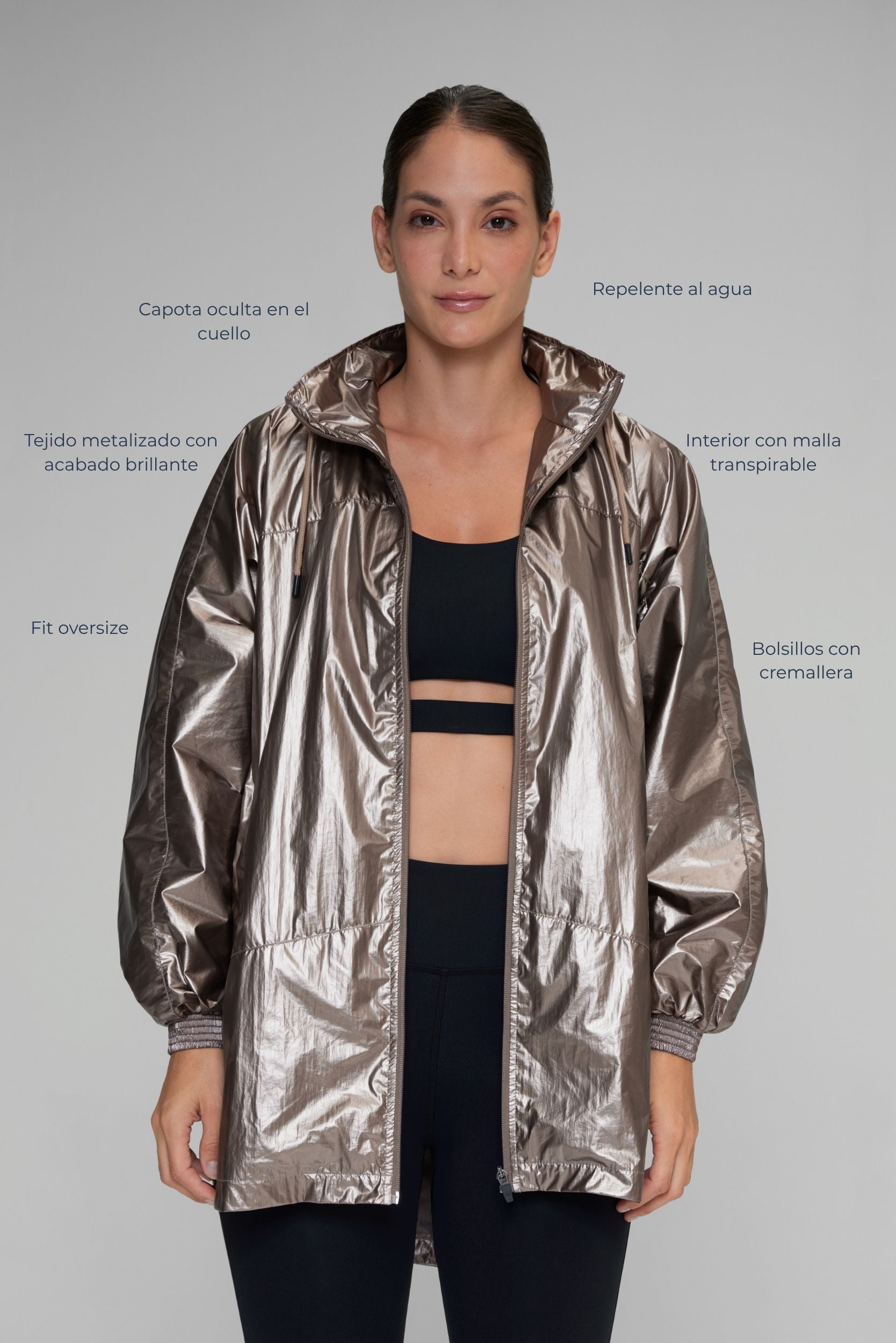 PREVENTA Chaqueta troya metalizada Champaña