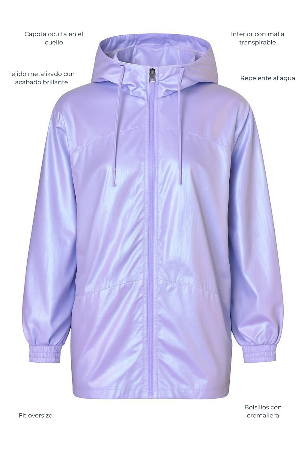Chaqueta troya metalizada Lila Tornasol