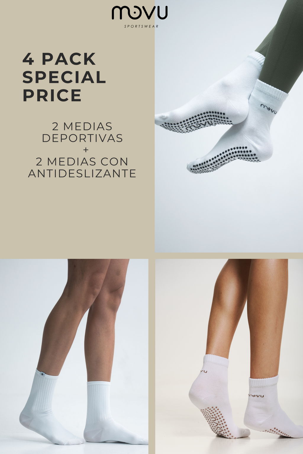 Combo medias deportivas y antideslizante